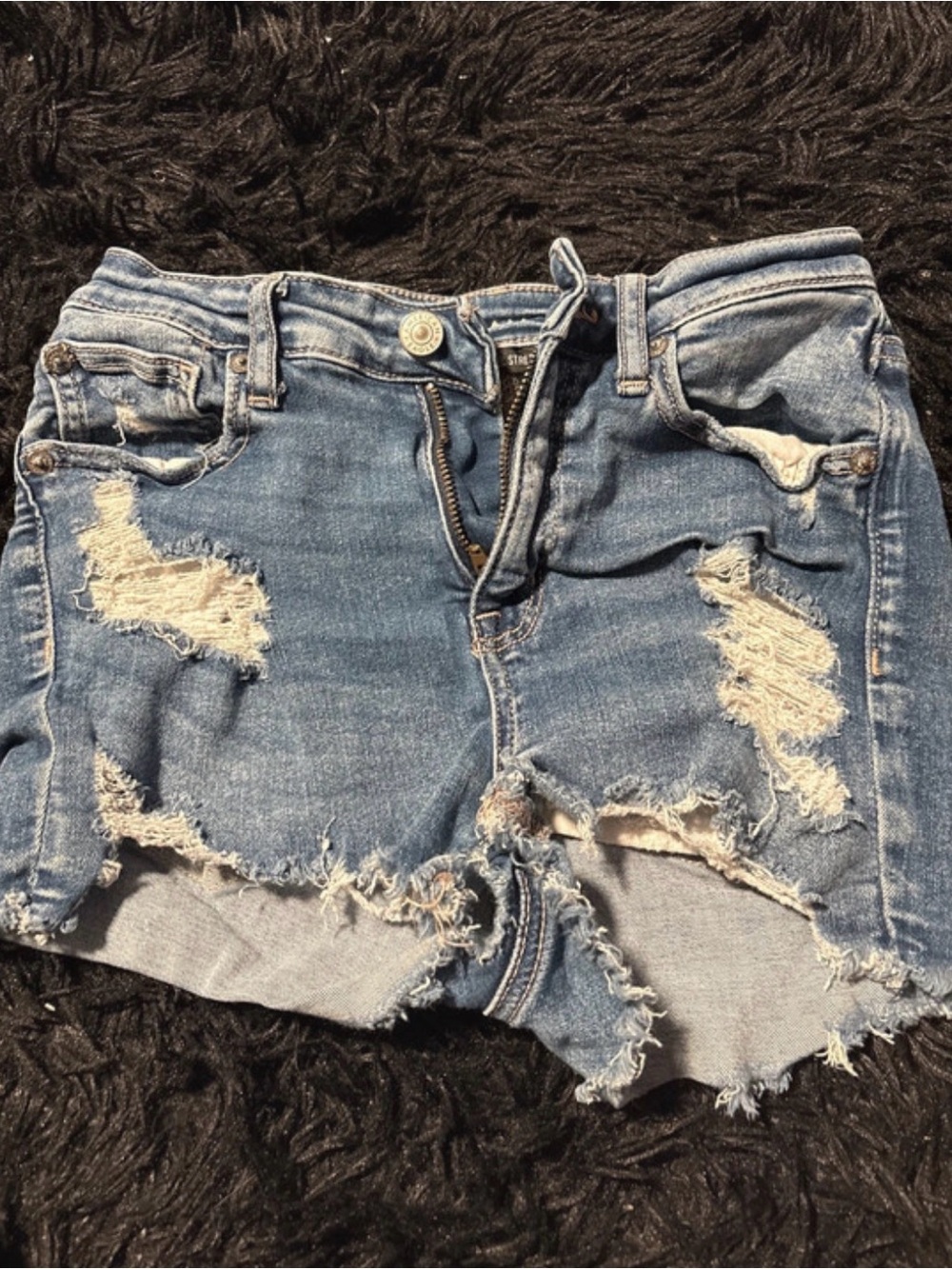 American Eagle Outfitters Distressed Blue Denim Cutoff Shorts